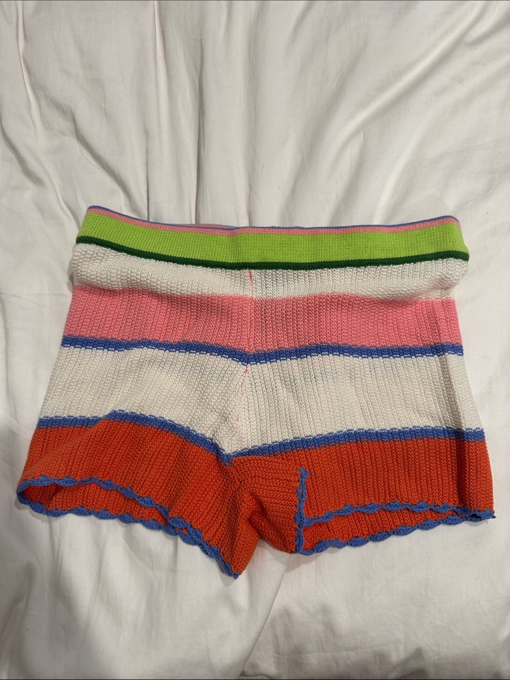 Knit Striped High-Waist Women’s Shorts – Multicolor